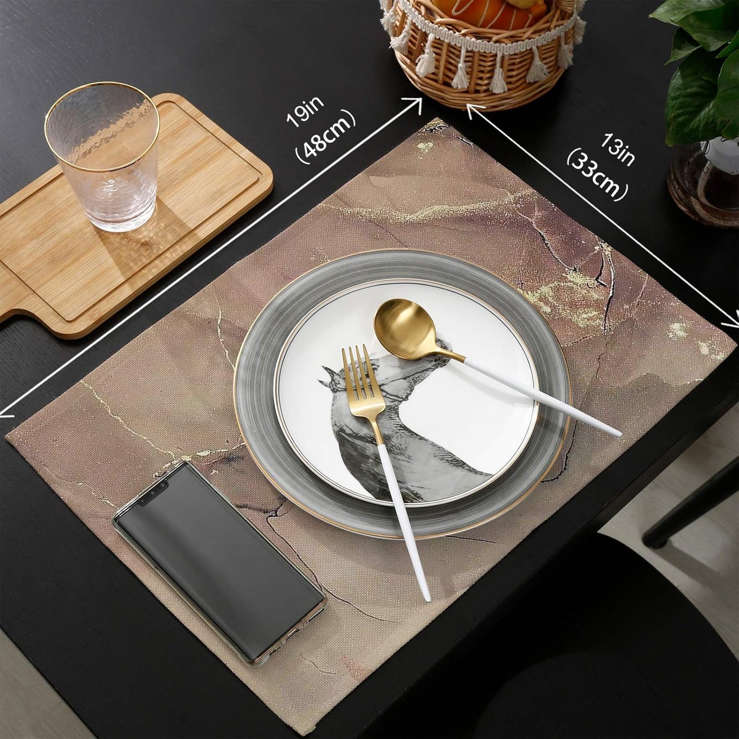 Marble Placemats Set of 6,Marble Brown Textured Modern Table Mats ,Washable Brown Placemat Decoration for Kitchen Farmhousemodern Table ,13Inx19In(20210527-Xxhlzh-001Swwf00005Zdabxxh)